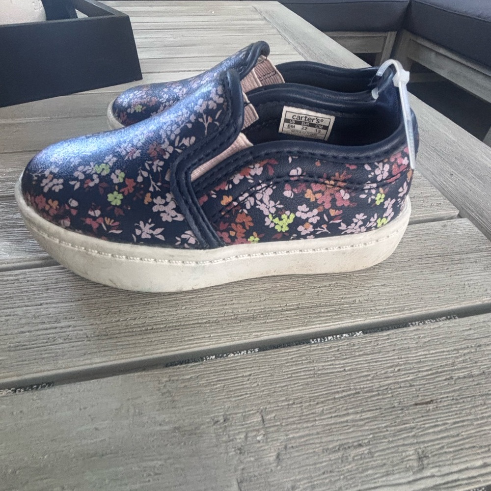 Carter's Floral Slip-On Sneakers - Navy and Pink